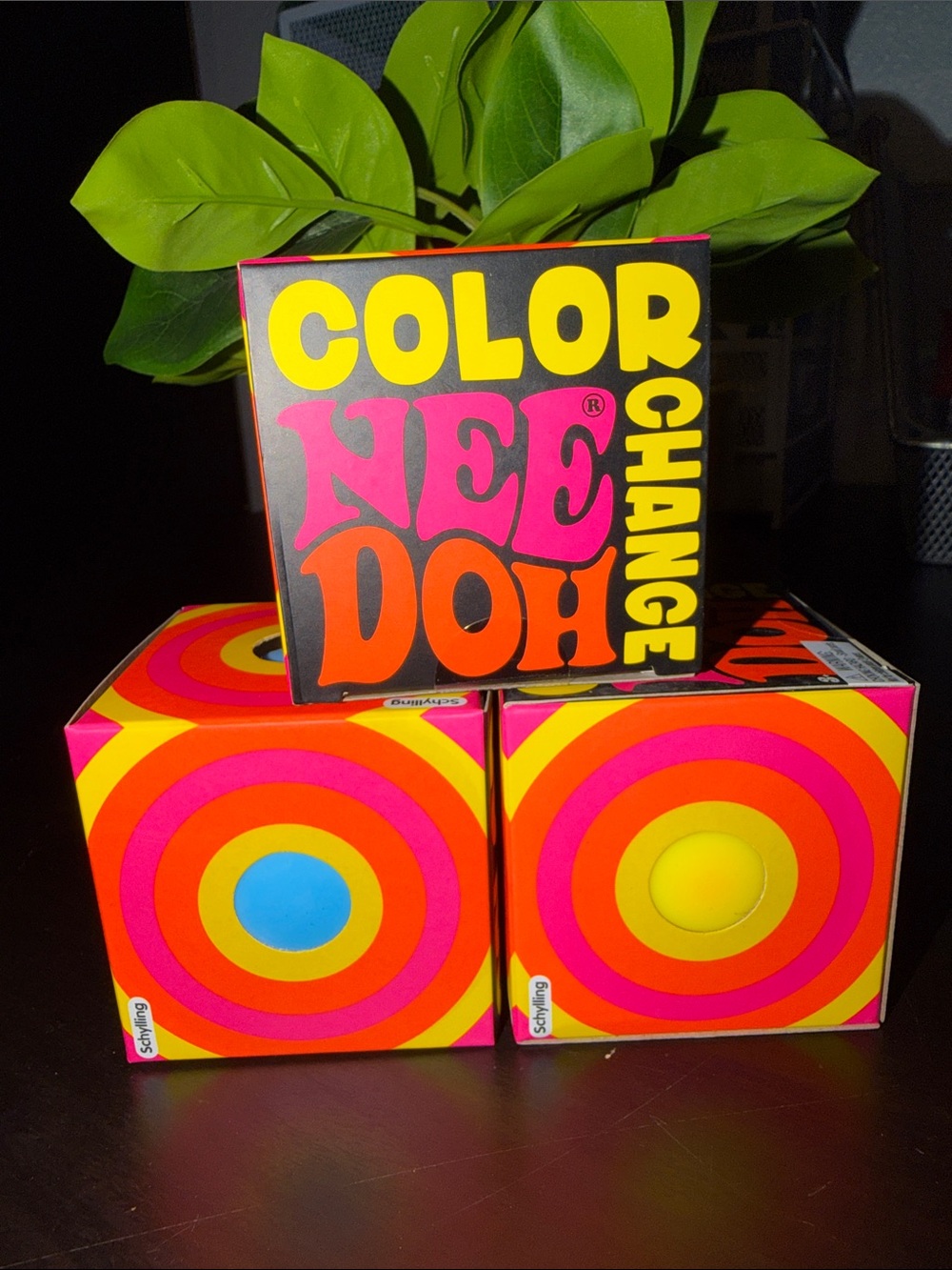 THREE 3 Color NeeDoh Color Changing Balls- Yellow, Blue & Pink Authentic